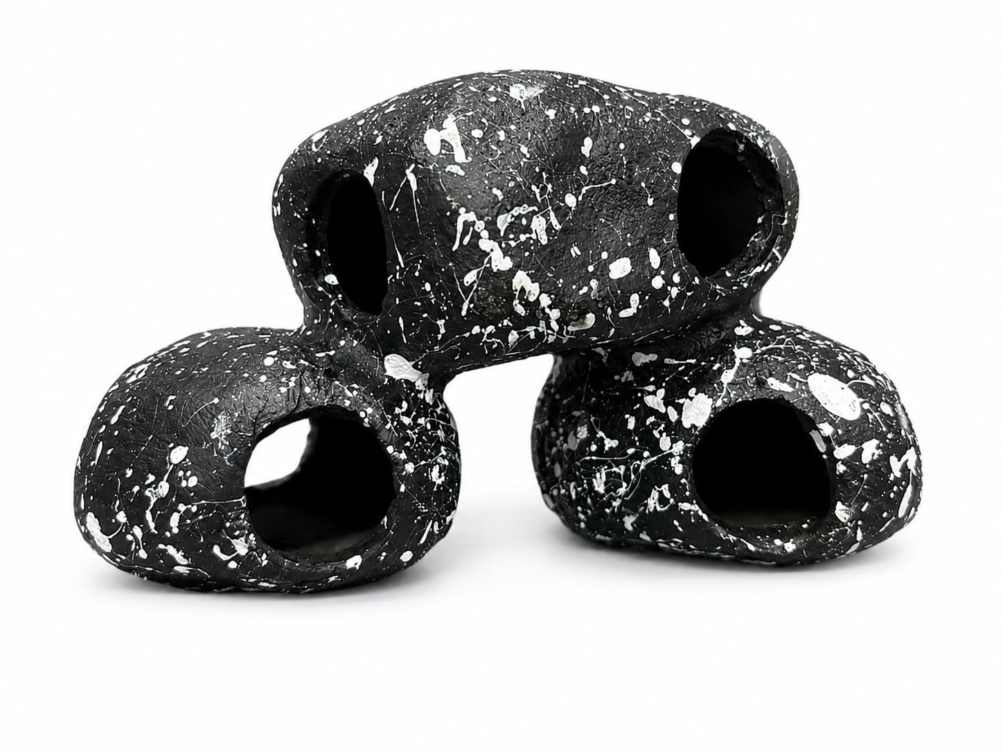 FAH Aquarium Rock Cave Ornament (Black Dot Stone) | Non- Toxic Resin Fish Tank Ornament | Durable Aquarium Decor | FAH | (17cm x 9.5 cm x 6 cm) by FAH