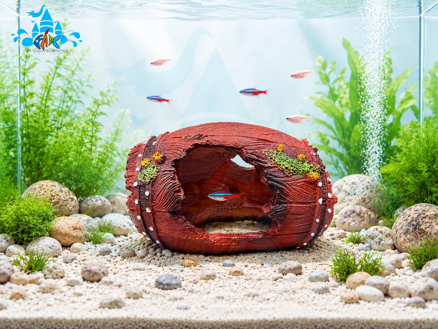 FAH Big Tree Log Cave 66 Aquarium Decoration | Non- Toxic | Resin Fish Tank Ornament | Durable Aquarium Decor | FAH | (23.5cm x 18cm x 9cm) by FAH