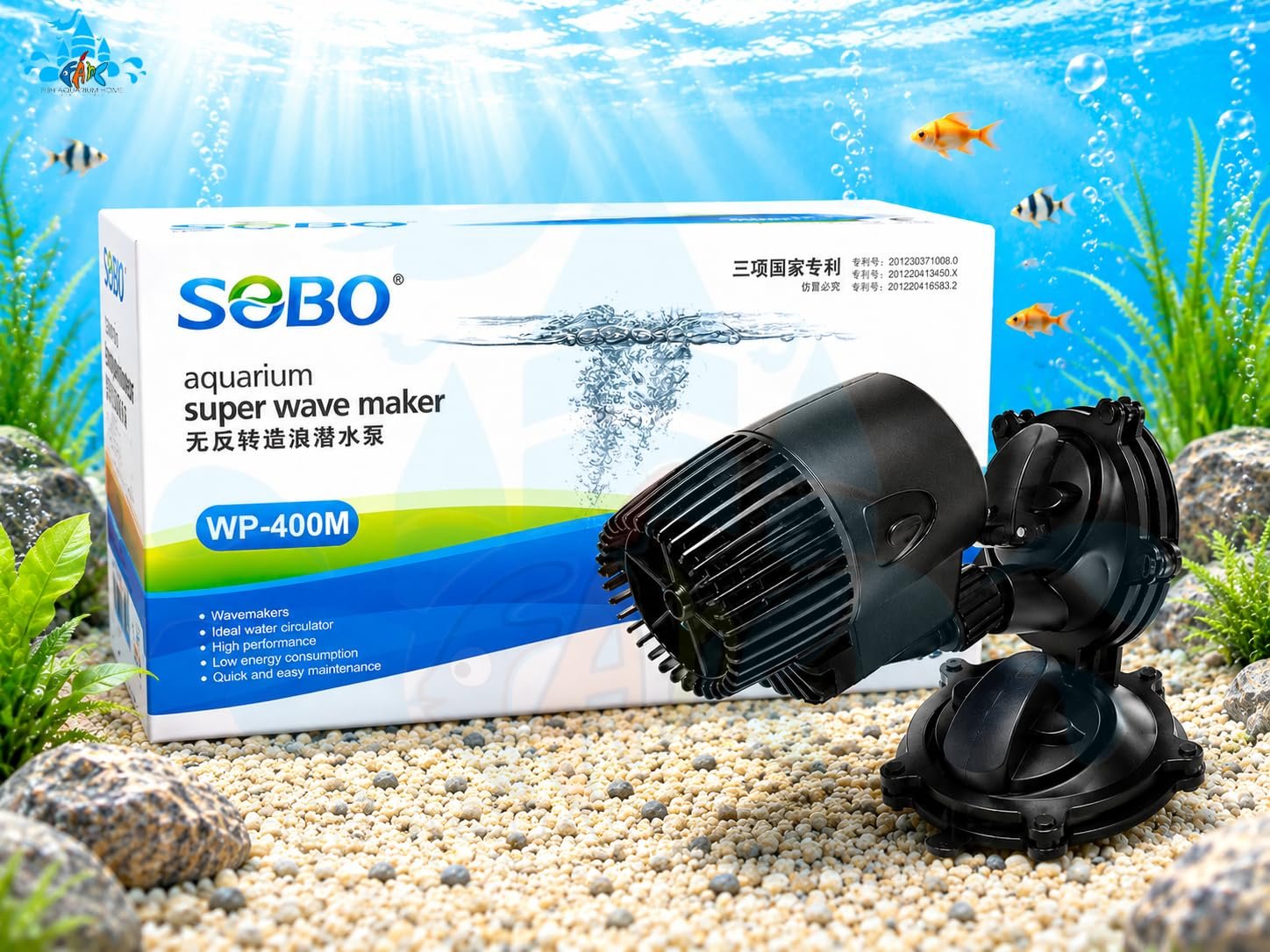 Sobo (WP-100M) 360 Degree Single Powerhead Aquarium Super Wave Maker | Improve water movement especially for saltwater fish tanks & Fresh Water (Aquarium Cooling Capacity) by Sobo